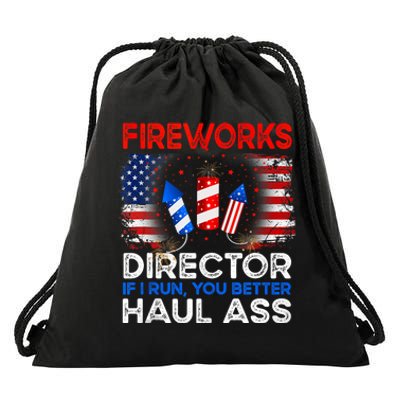 4th Of July Fireworks Director If I Run You Run Funny Drawstring Bag