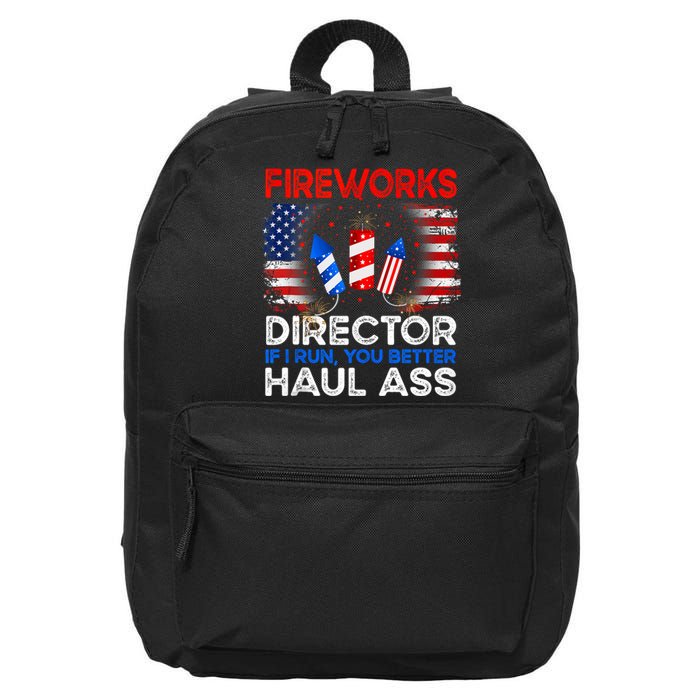 4th Of July Fireworks Director If I Run You Run Funny 16 in Basic Backpack