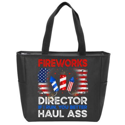 4th Of July Fireworks Director If I Run You Run Funny Zip Tote Bag