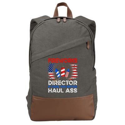 4th Of July Fireworks Director If I Run You Run Funny Cotton Canvas Backpack