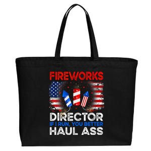 4th Of July Fireworks Director If I Run You Run Funny Cotton Canvas Jumbo Tote