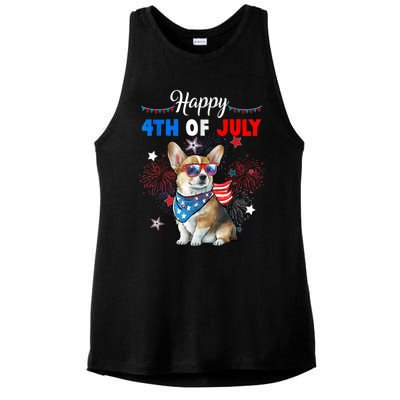 4th Of July Family Matching American Corgi Dog Lovers Kids Ladies PosiCharge Tri-Blend Wicking Tank