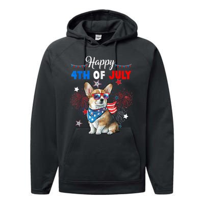 4th Of July Family Matching American Corgi Dog Lovers Kids Performance Fleece Hoodie