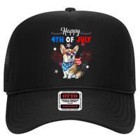 4th Of July Family Matching American Corgi Dog Lovers Kids High Crown Mesh Back Trucker Hat