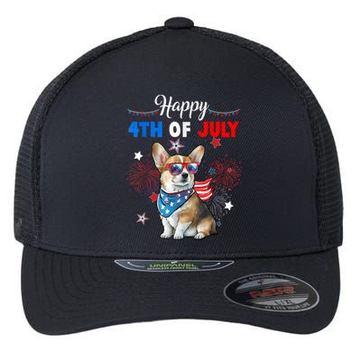 4th Of July Family Matching American Corgi Dog Lovers Kids Flexfit Unipanel Trucker Cap