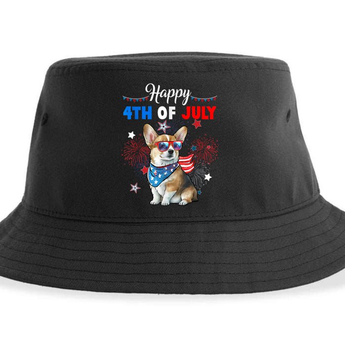 4th Of July Family Matching American Corgi Dog Lovers Kids Sustainable Bucket Hat