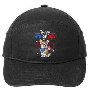 4th Of July Family Matching American Corgi Dog Lovers Kids 7-Panel Snapback Hat