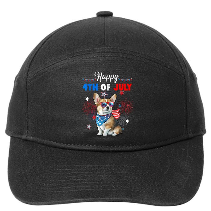 4th Of July Family Matching American Corgi Dog Lovers Kids 7-Panel Snapback Hat