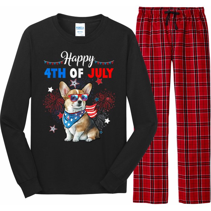 4th Of July Family Matching American Corgi Dog Lovers Kids Long Sleeve Pajama Set