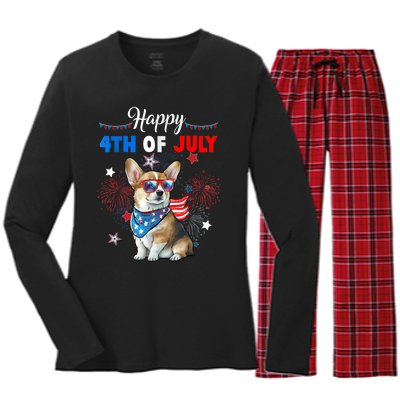 4th Of July Family Matching American Corgi Dog Lovers Kids Women's Long Sleeve Flannel Pajama Set 