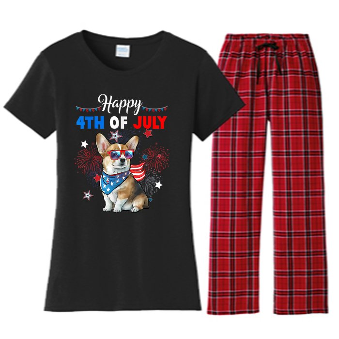 4th Of July Family Matching American Corgi Dog Lovers Kids Women's Flannel Pajama Set