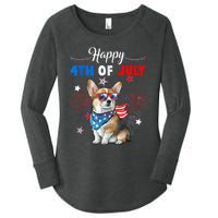 4th Of July Family Matching American Corgi Dog Lovers Kids Women's Perfect Tri Tunic Long Sleeve Shirt