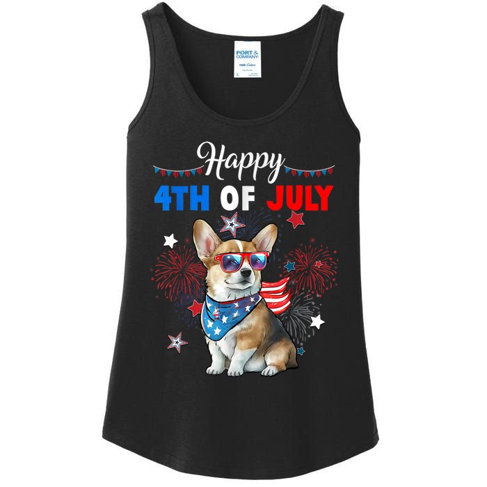 4th Of July Family Matching American Corgi Dog Lovers Kids Ladies Essential Tank