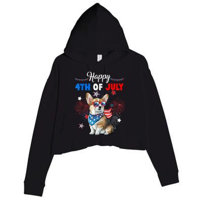 4th Of July Family Matching American Corgi Dog Lovers Kids Crop Fleece Hoodie