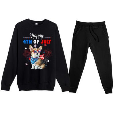 4th Of July Family Matching American Corgi Dog Lovers Kids Premium Crewneck Sweatsuit Set