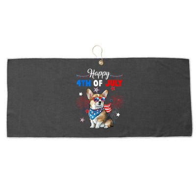 4th Of July Family Matching American Corgi Dog Lovers Kids Large Microfiber Waffle Golf Towel