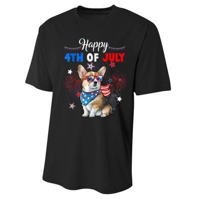 4th Of July Family Matching American Corgi Dog Lovers Kids Performance Sprint T-Shirt