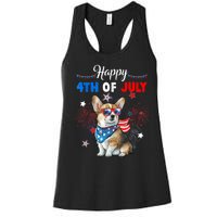 4th Of July Family Matching American Corgi Dog Lovers Kids Women's Racerback Tank