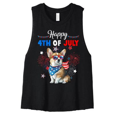 4th Of July Family Matching American Corgi Dog Lovers Kids Women's Racerback Cropped Tank