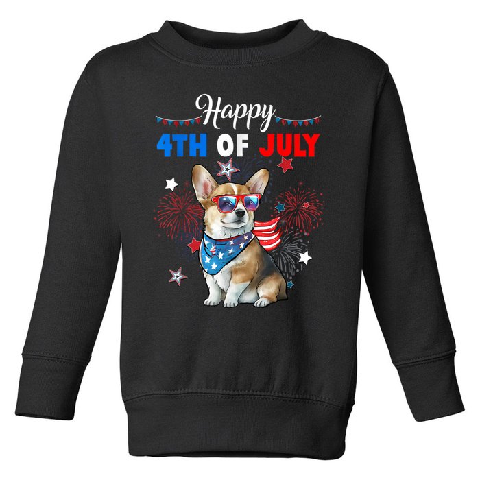 4th Of July Family Matching American Corgi Dog Lovers Kids Toddler Sweatshirt