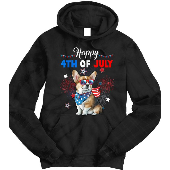 4th Of July Family Matching American Corgi Dog Lovers Kids Tie Dye Hoodie