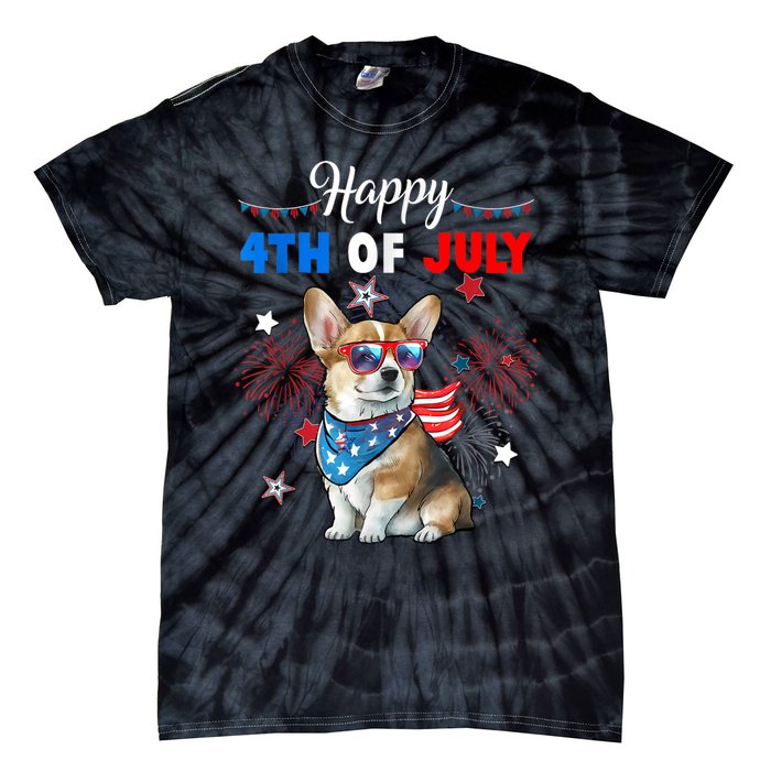 4th Of July Family Matching American Corgi Dog Lovers Kids Tie-Dye T-Shirt