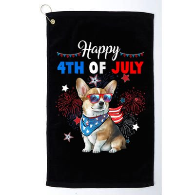 4th Of July Family Matching American Corgi Dog Lovers Kids Platinum Collection Golf Towel