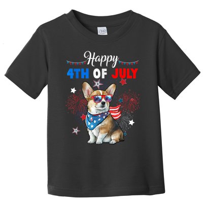 4th Of July Family Matching American Corgi Dog Lovers Kids Toddler T-Shirt