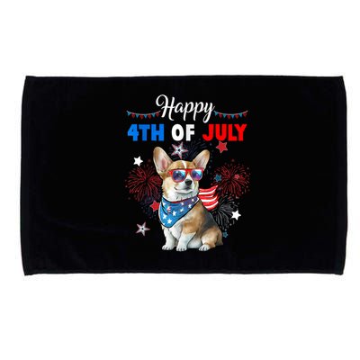 4th Of July Family Matching American Corgi Dog Lovers Kids Microfiber Hand Towel