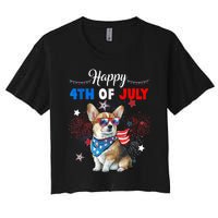 4th Of July Family Matching American Corgi Dog Lovers Kids Women's Crop Top Tee