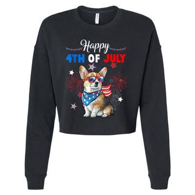 4th Of July Family Matching American Corgi Dog Lovers Kids Cropped Pullover Crew