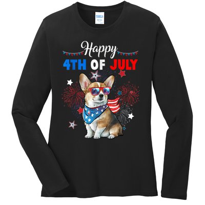 4th Of July Family Matching American Corgi Dog Lovers Kids Ladies Long Sleeve Shirt