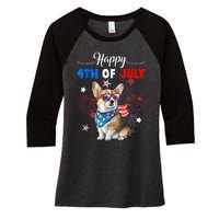 4th Of July Family Matching American Corgi Dog Lovers Kids Women's Tri-Blend 3/4-Sleeve Raglan Shirt