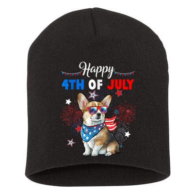 4th Of July Family Matching American Corgi Dog Lovers Kids Short Acrylic Beanie