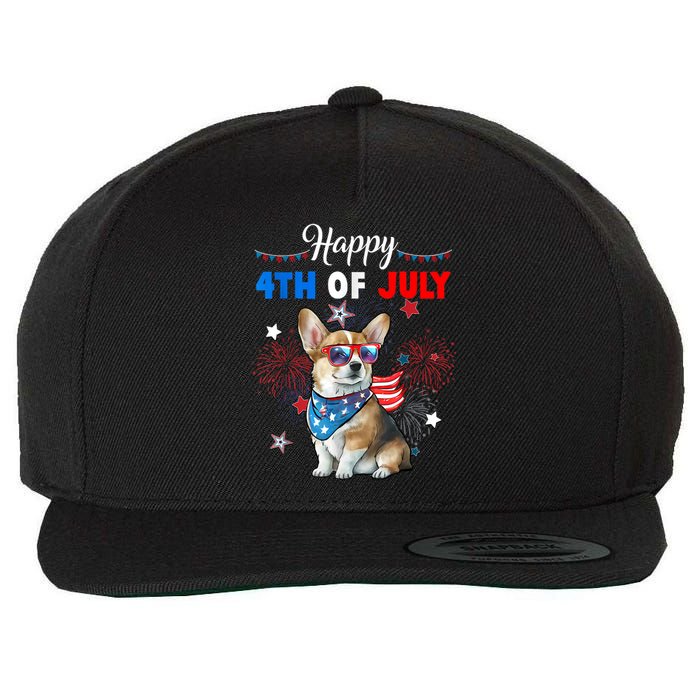 4th Of July Family Matching American Corgi Dog Lovers Kids Wool Snapback Cap