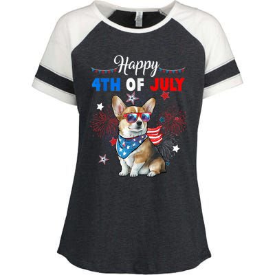 4th Of July Family Matching American Corgi Dog Lovers Kids Enza Ladies Jersey Colorblock Tee