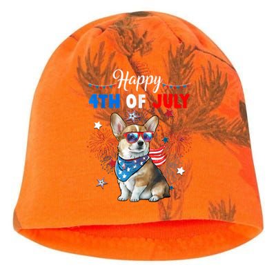 4th Of July Family Matching American Corgi Dog Lovers Kids Kati - Camo Knit Beanie