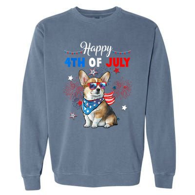 4th Of July Family Matching American Corgi Dog Lovers Kids Garment-Dyed Sweatshirt