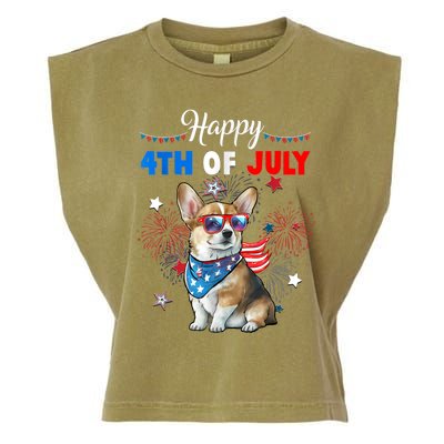 4th Of July Family Matching American Corgi Dog Lovers Kids Garment-Dyed Women's Muscle Tee