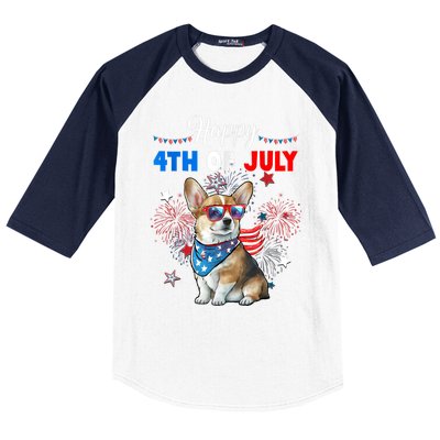 4th Of July Family Matching American Corgi Dog Lovers Kids Baseball Sleeve Shirt