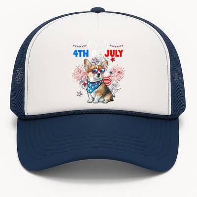 4th Of July Family Matching American Corgi Dog Lovers Kids Trucker Hat