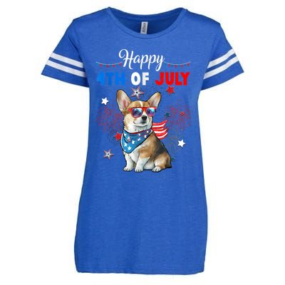 4th Of July Family Matching American Corgi Dog Lovers Kids Enza Ladies Jersey Football T-Shirt