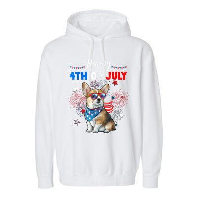 4th Of July Family Matching American Corgi Dog Lovers Kids Garment-Dyed Fleece Hoodie