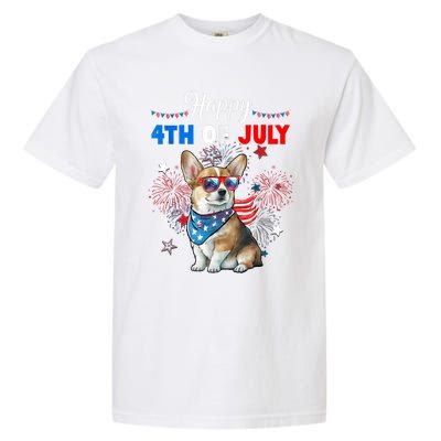 4th Of July Family Matching American Corgi Dog Lovers Kids Garment-Dyed Heavyweight T-Shirt