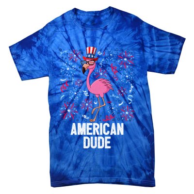 4th Of July American Dude Flamingo Us Flag Pride Patriotic Gift Tie-Dye T-Shirt