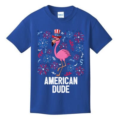 4th Of July American Dude Flamingo Us Flag Pride Patriotic Gift Kids T-Shirt