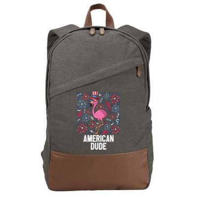 4th Of July American Dude Flamingo Us Flag Pride Patriotic Gift Cotton Canvas Backpack