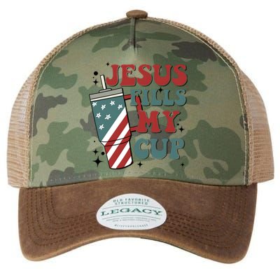 4th Of July Jesus Fills My Cup Legacy Tie Dye Trucker Hat