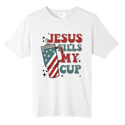 4th Of July Jesus Fills My Cup Tall Fusion ChromaSoft Performance T-Shirt