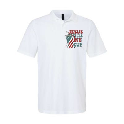 4th Of July Jesus Fills My Cup Softstyle Adult Sport Polo